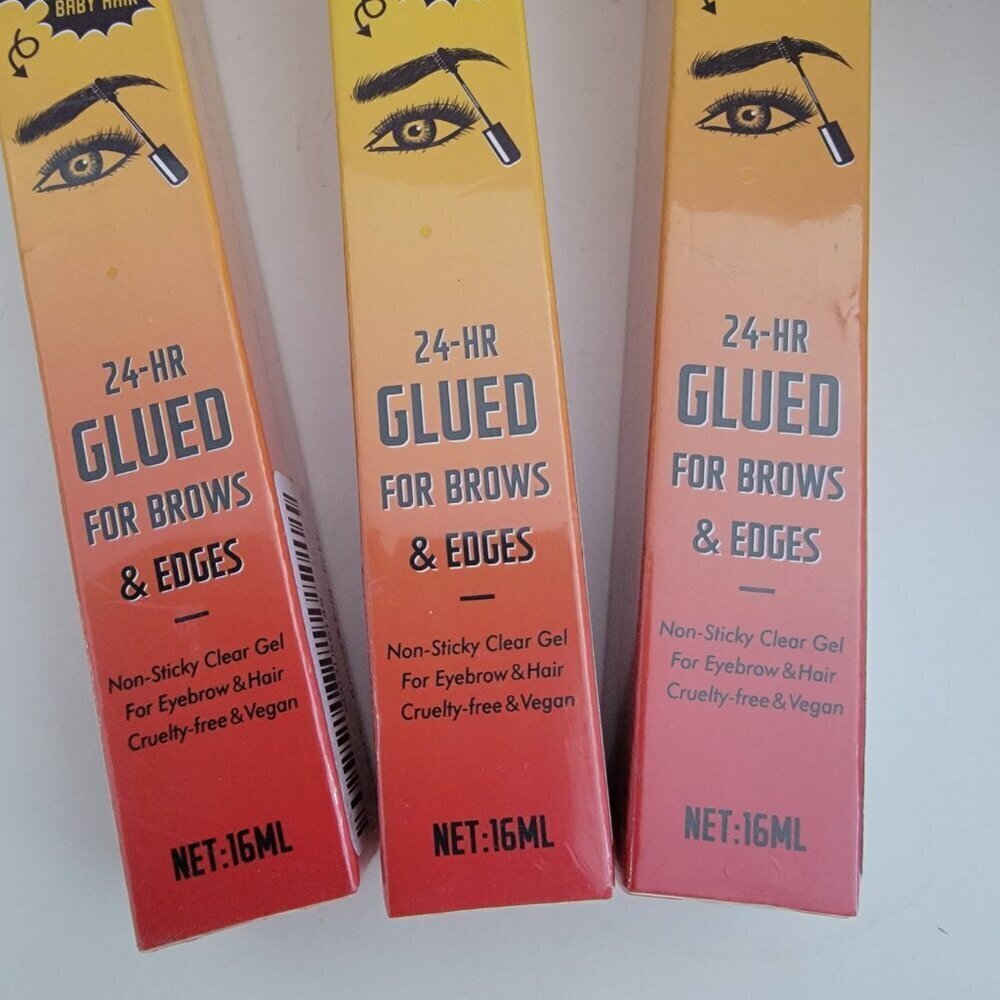 3 PACK -New  24 Hour Glued for Brows and Edges Baby Hair Package of 3 - Picture 2 of 10